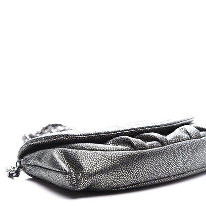 Chanel Metallic Caviar Half Moon Wallet On Chain WOC Dark Silver 8 of 13