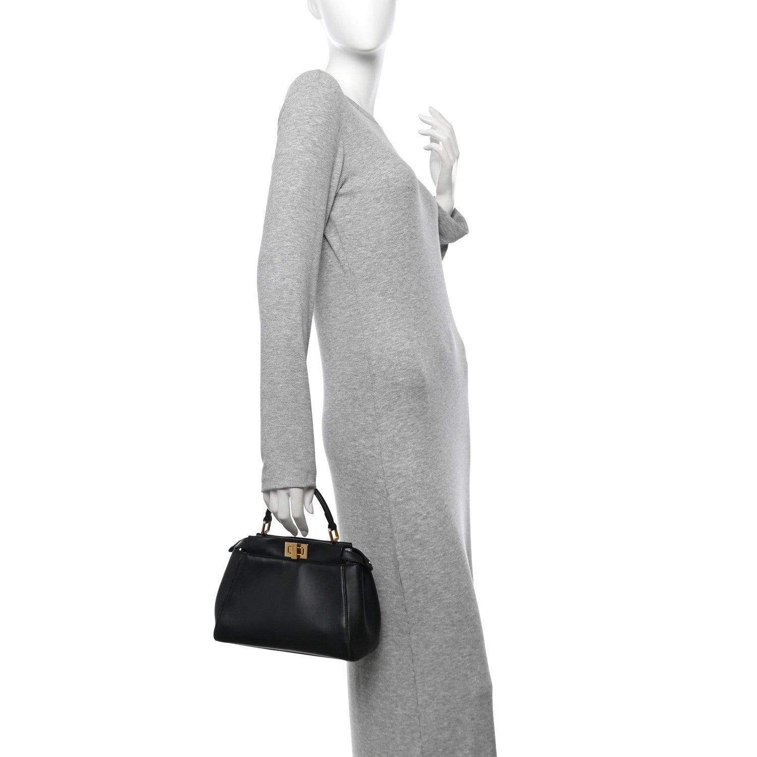 Fendi Nappa Mini Peekaboo Iconic Satchel Black 2 of 11