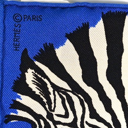 Hermes Silk Carre Zebra Pegasus Nano Scarf 20 Bleu Vif Jaune Blanc 3 of 4