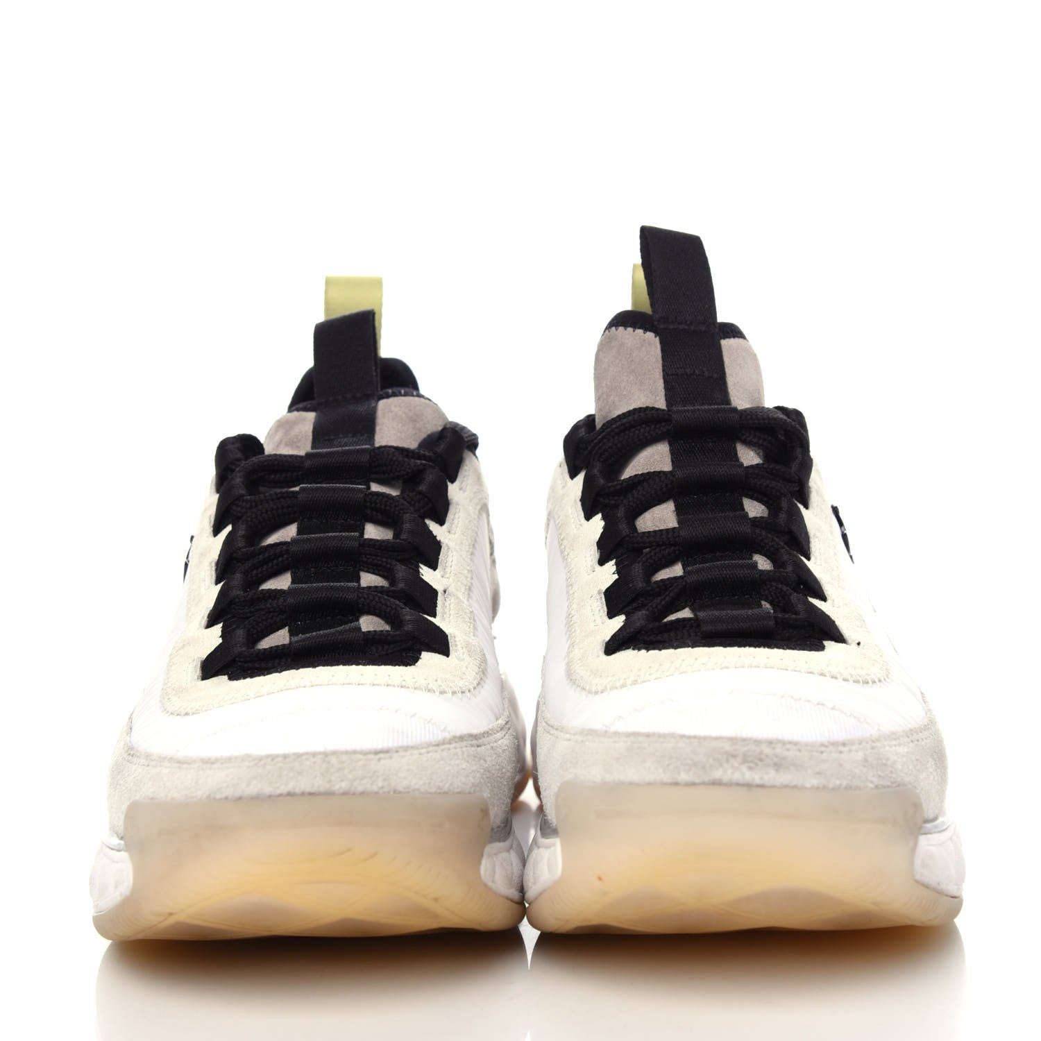 Chanel Fabric Calfskin Suede CC Sneakers 36 White Gray Yellow 2 of 11