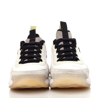 Chanel Fabric Calfskin Suede CC Sneakers 36 White Gray Yellow 2 of 11