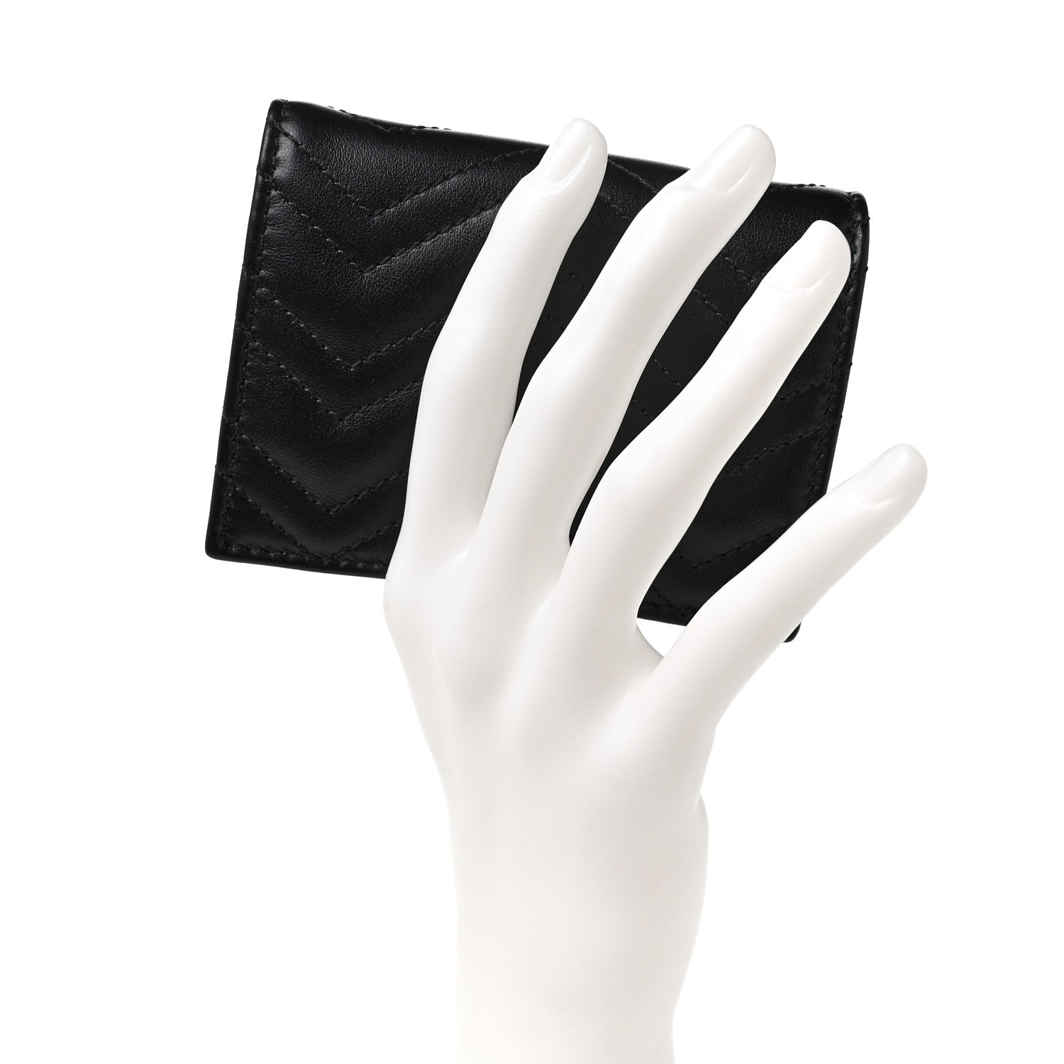 Gucci Calfskin Matelasse GG Marmont Card Case Wallet Black 2 of 9