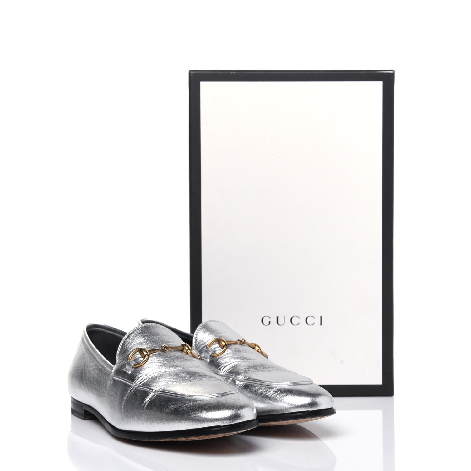 Gucci Metallic Nappa Womens Jordaan Loafers 39.5 Argento 12 of 12