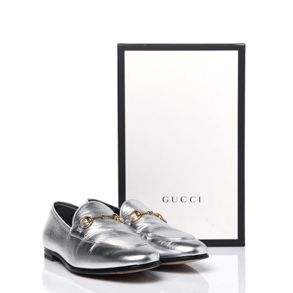 Gucci Metallic Nappa Womens Jordaan Loafers 39.5 Argento 12 of 12