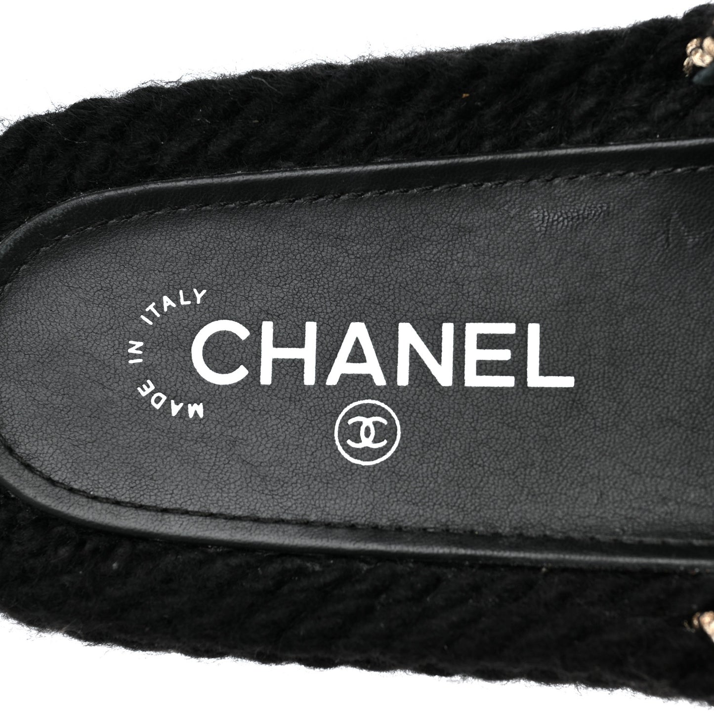 Braided Knit CC Mules 36 Black Gold