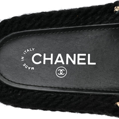 Chanel Braided Knit CC Mules 36 Black Gold 7 of 9