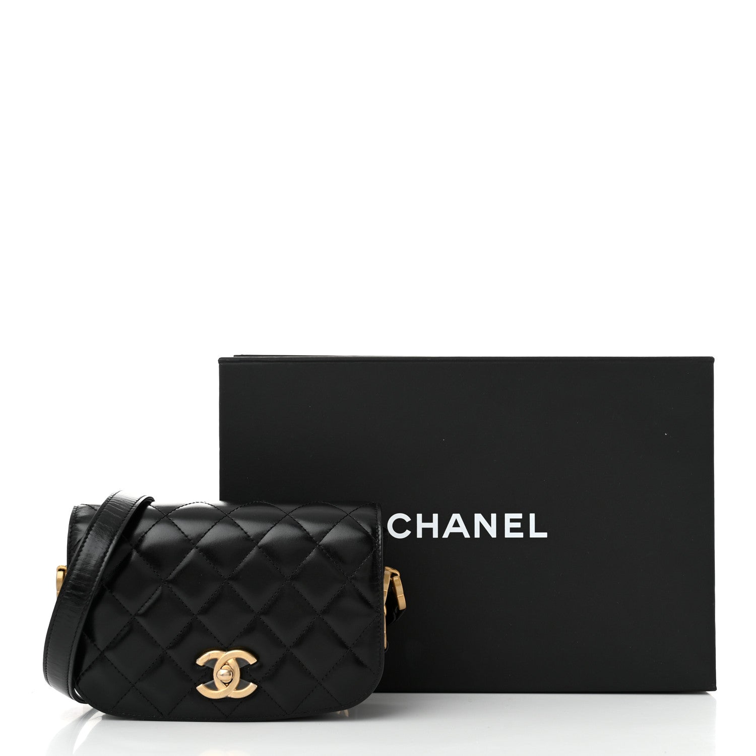 Chanel Shiny Calfskin Quilted Suede Goatskin Mini Messenger Black 11 of 11