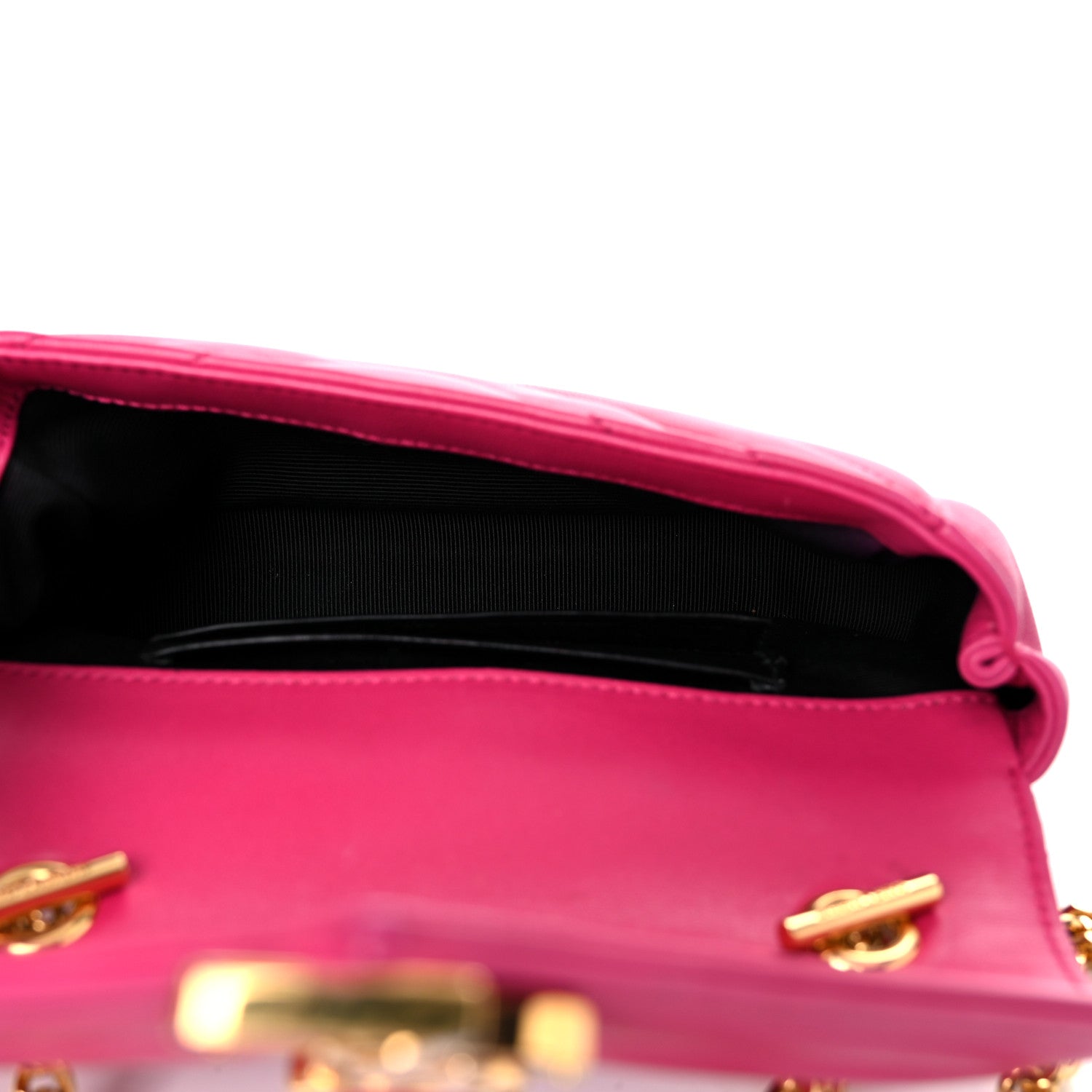 Saint Laurent Calfskin Matelasse Chevron Classic Monogram Baby Chain Bag Fuchsia 5 of 21