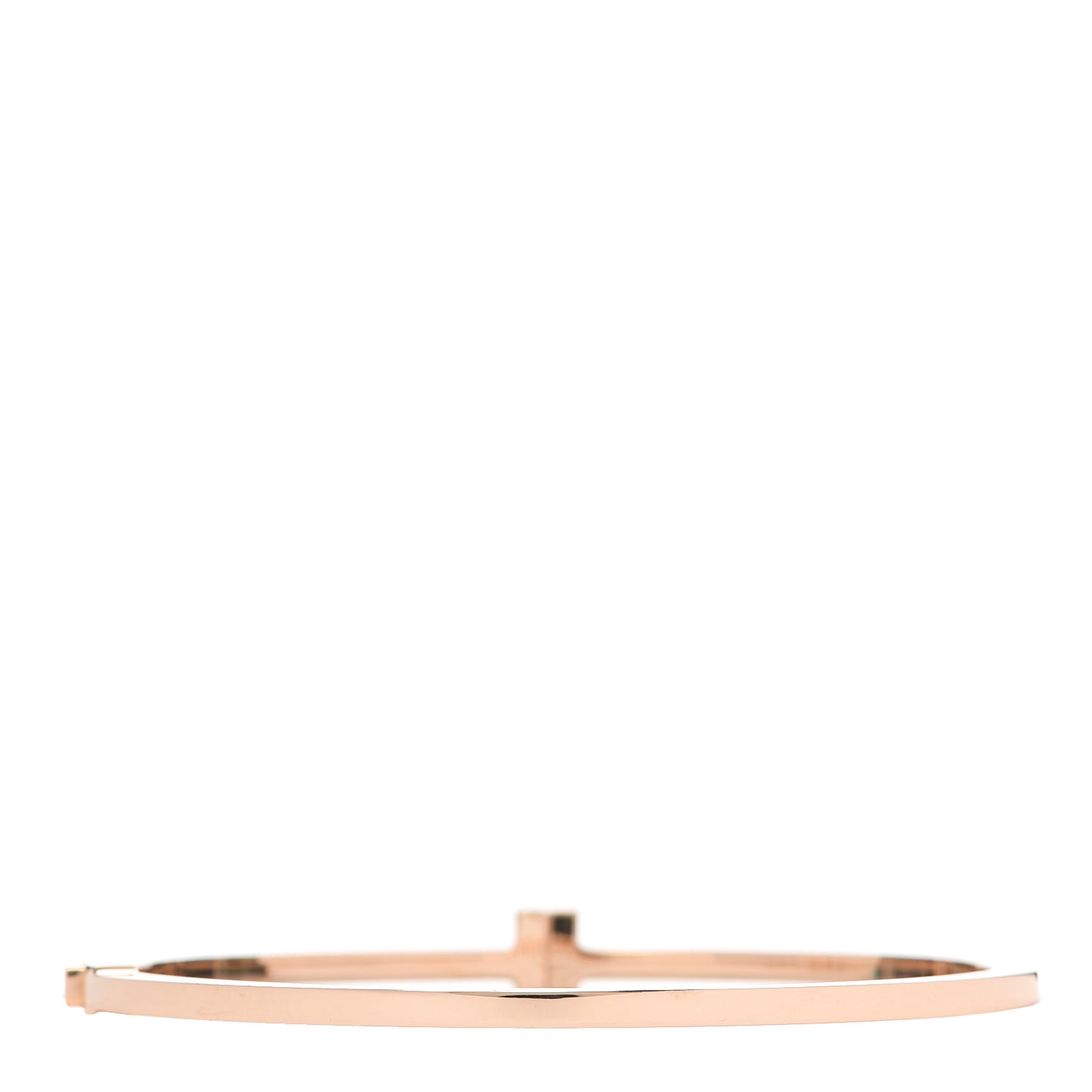 18K Rose Gold Diamond T Hinged Wire Bangle Bracelet