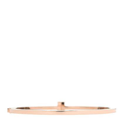 Tiffany 18K Rose Gold Diamond T Hinged Wire Bangle Bracelet 3 of 6