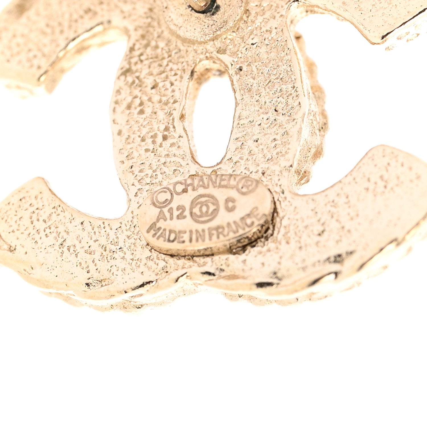Chanel Enamel CC Earrings Gold White 4 of 4