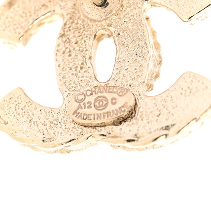Chanel Enamel CC Earrings Gold White 4 of 4