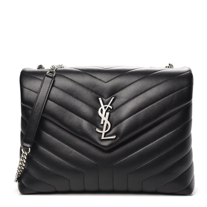 Saint Laurent Calfskin Y Quilted Monogram Medium Loulou Chain Satchel Black 1 of 9