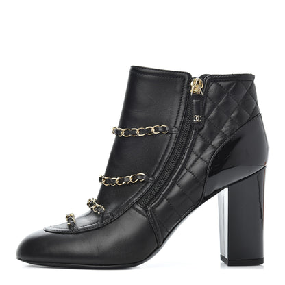 Chanel Lambskin Chain CC Short Boots 37.5 Black 1 of 13