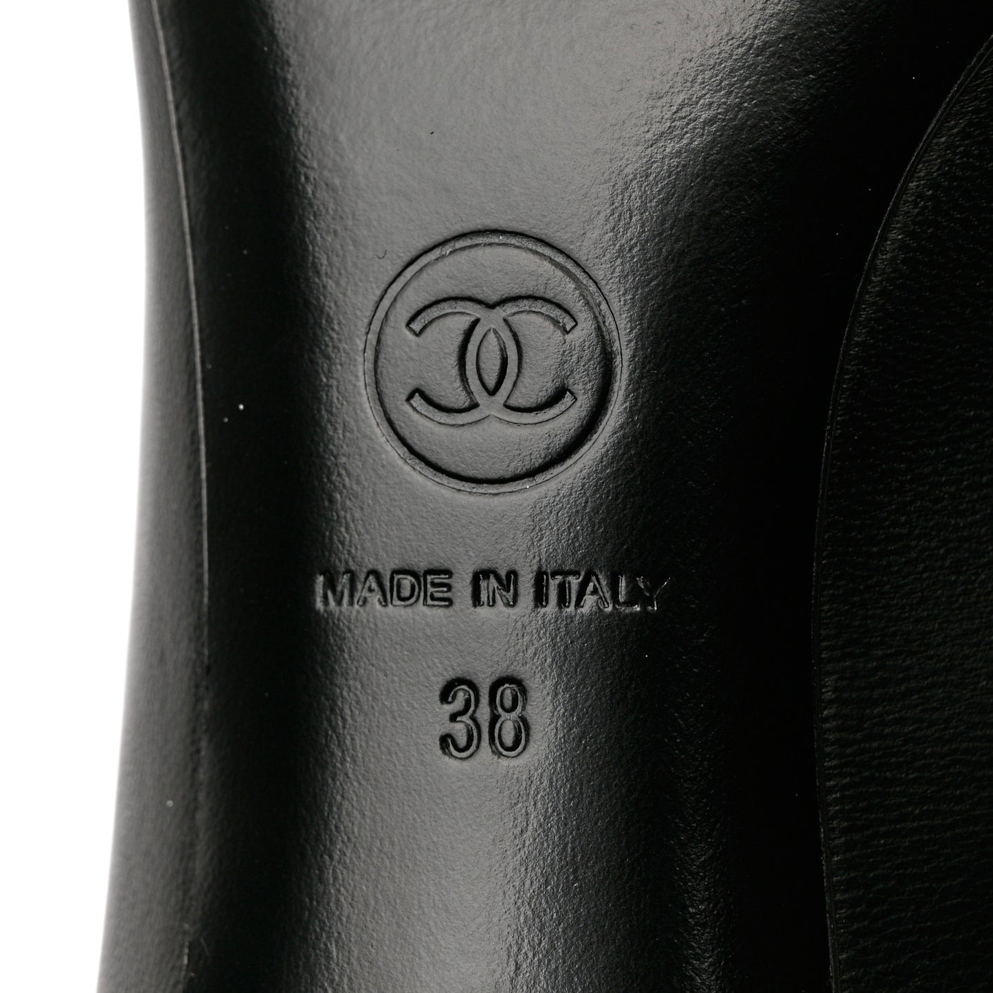 Lambskin Patent Calfskin Cap Toe CC Pumps 38 Black