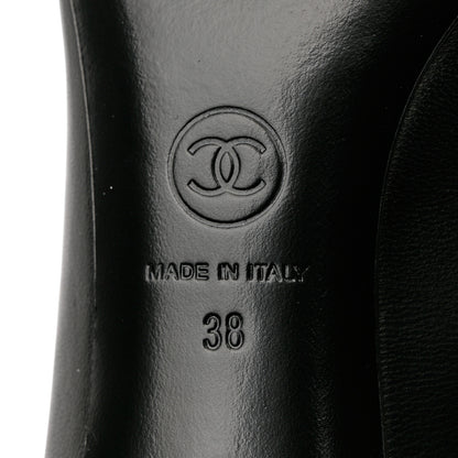 Chanel Lambskin Patent Calfskin Cap Toe CC Pumps 38 Black 7 of 14