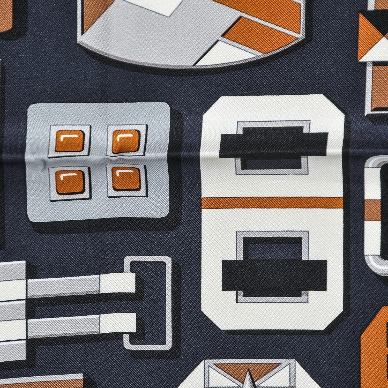 Hermes Silk Carré en Boucles Scarf 90 Black Gris Caramel 4 of 9