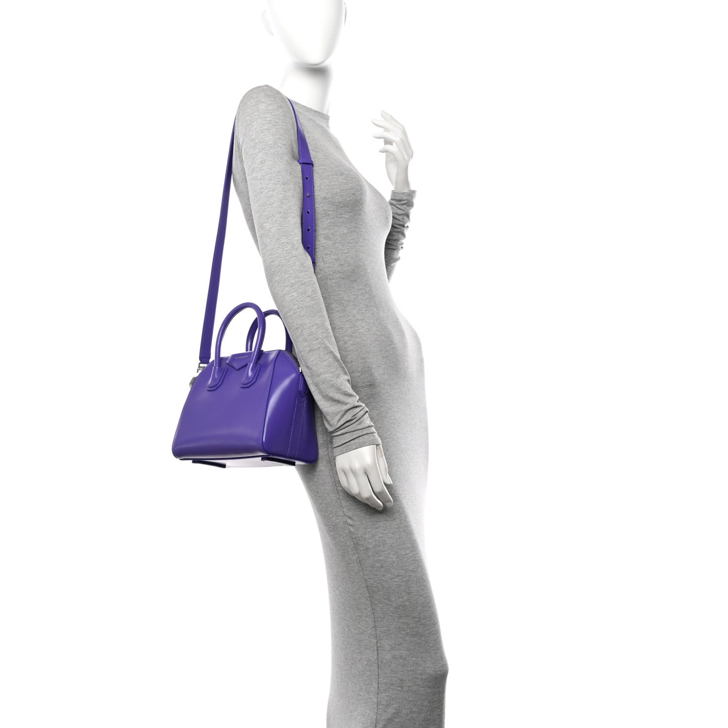 Shiny Lord Calfskin Mini Antigona Ultraviolet