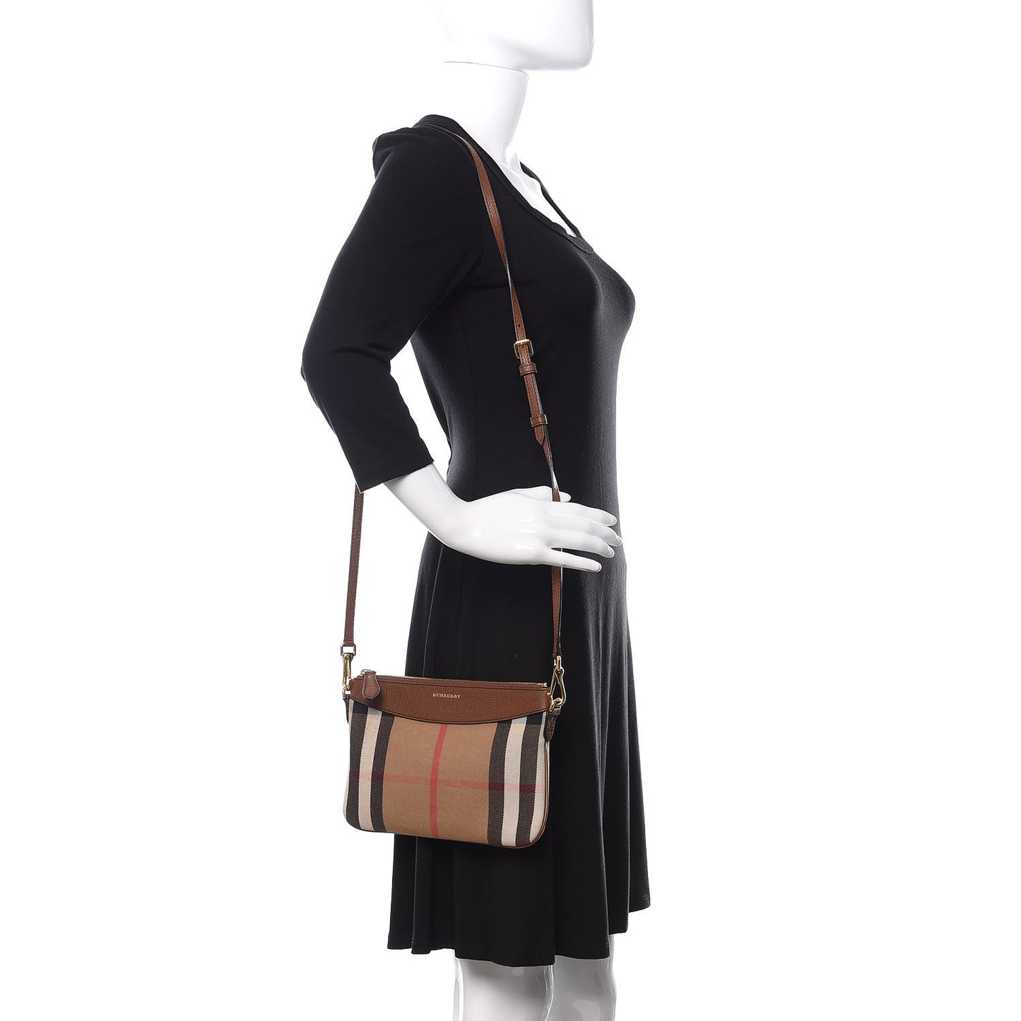 House Check Derby Peyton Crossbody Clutch Bag Tan