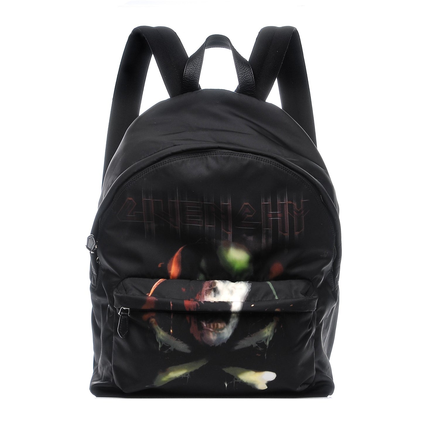 Nylon Calfskin Army Skull Backpack Black