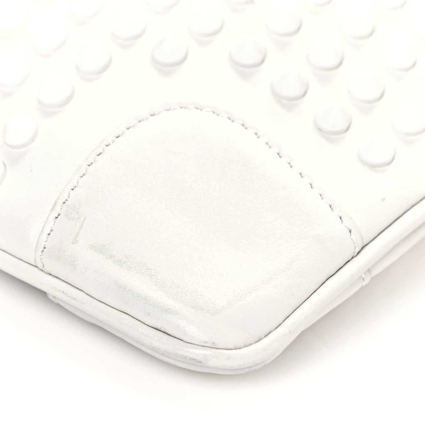 Calfskin Panettone Spiked Valentines Clutch Bag White Red