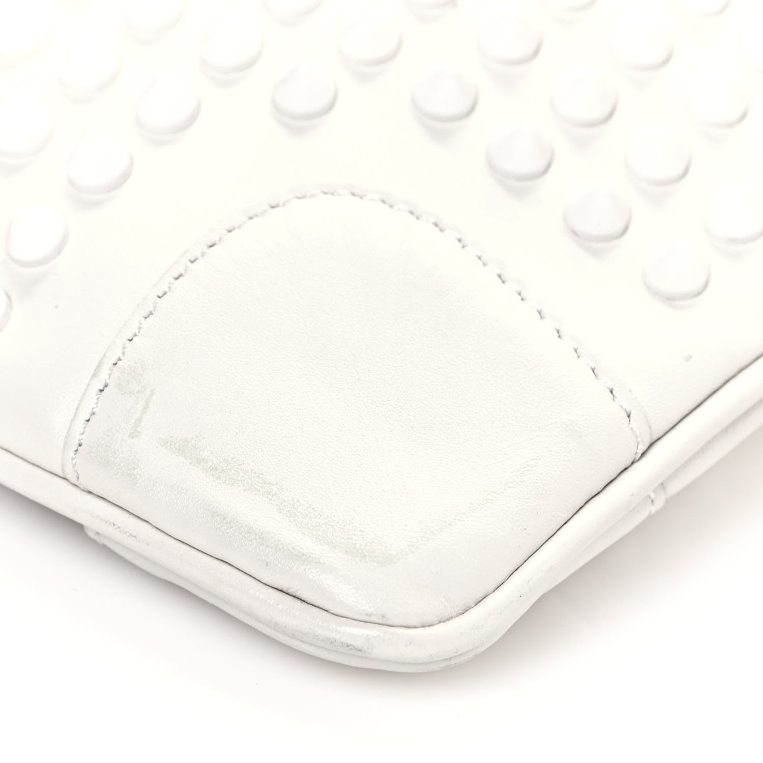 Christian Louboutin Calfskin Panettone Spiked Valentines Clutch Bag White Red 12 of 17