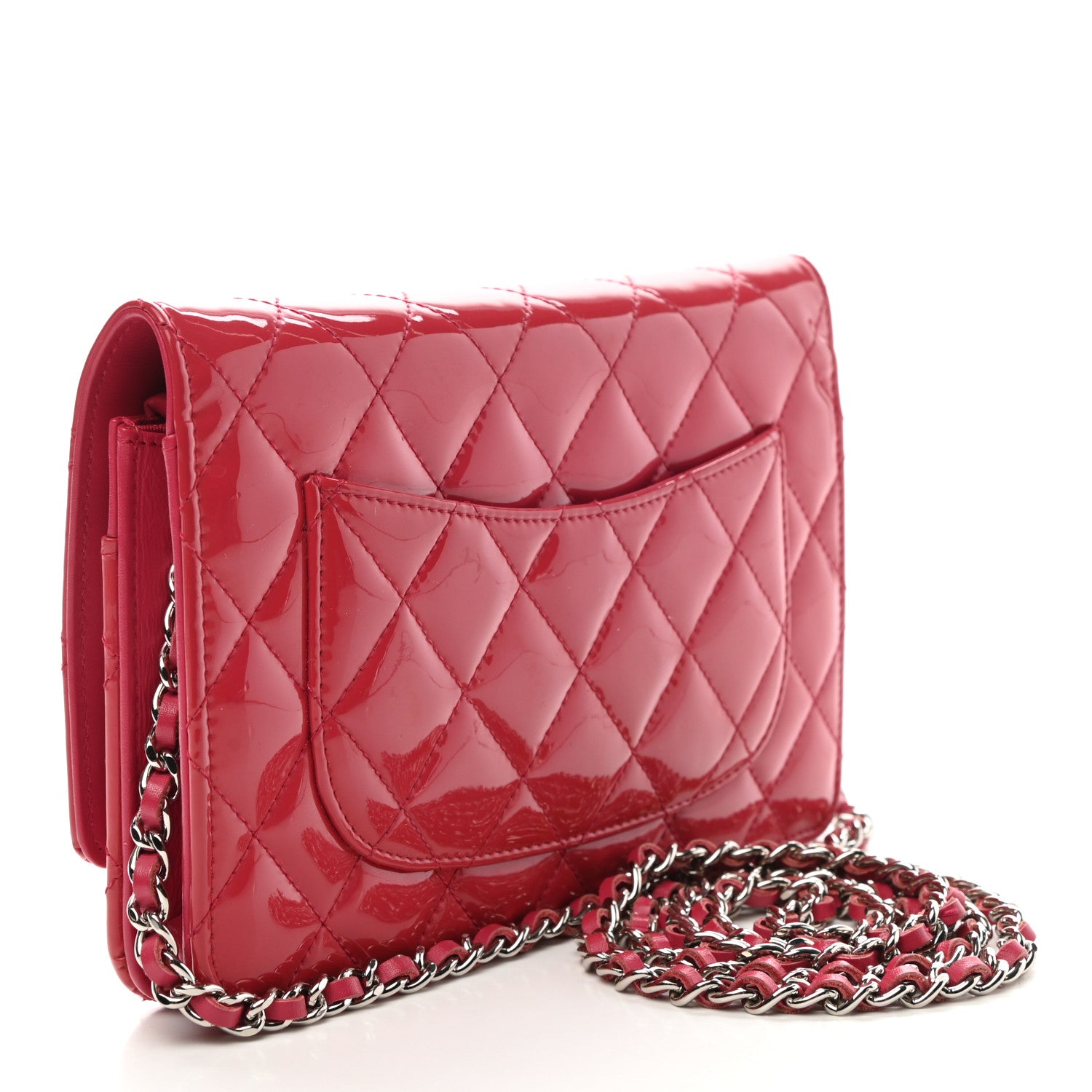 Chanel Patent Calfskin Quilted Reissue Wallet On Chain WOC Pink 3 of 10