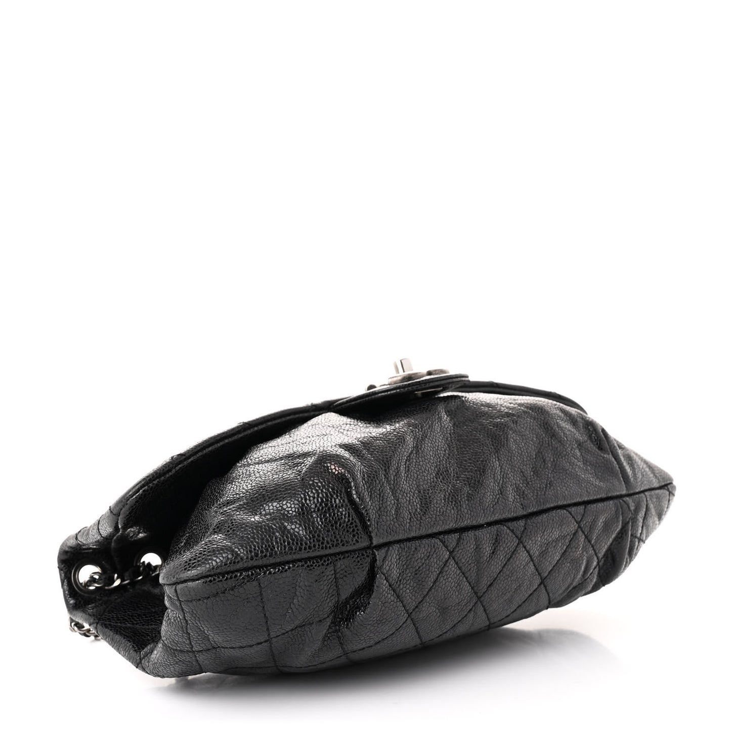 Caviar Quilted Medium Elastic Flap Black