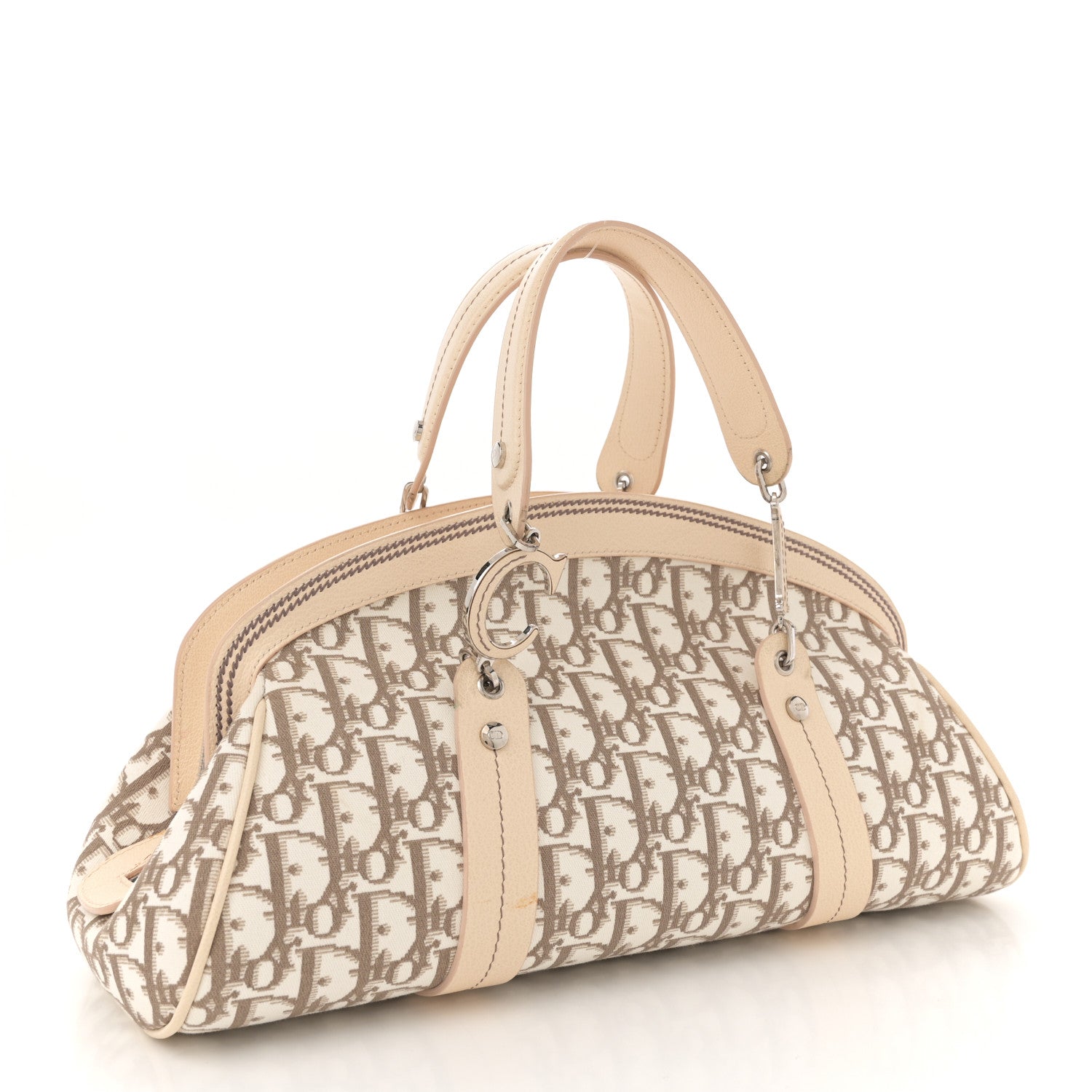Christian Dior Monogram Vintage Flowers Frame Satchel Beige 2 of 13