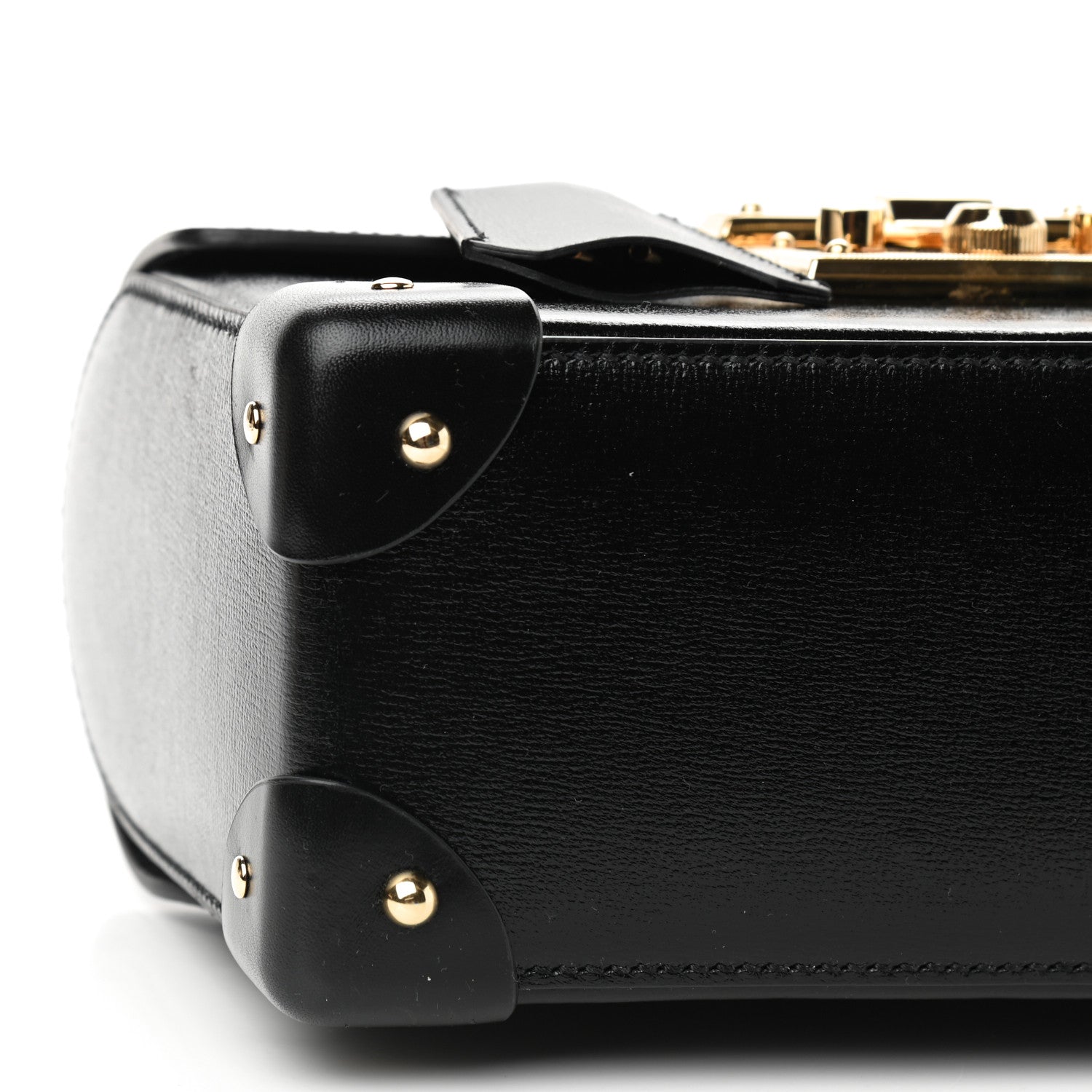Gucci Calfskin Small Padlock Bamboo Shoulder Bag Black 8 of 9