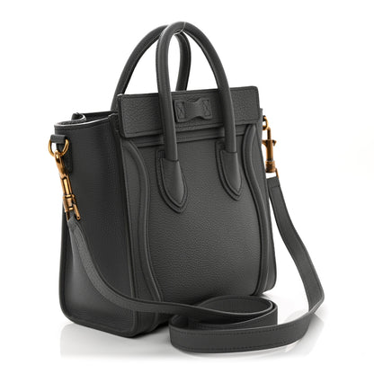 Celine Drummed Calfskin Nano Luggage  Kohl 3 of 10