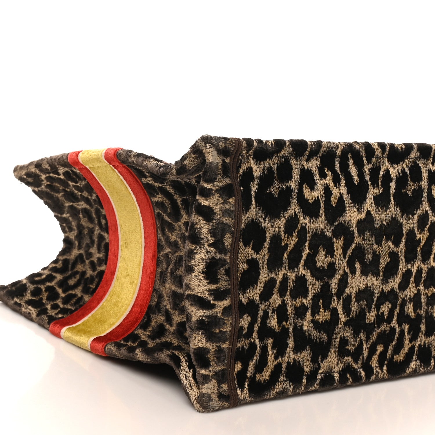 Christian Dior Canvas Velvet Embroidered Large Leopard Book Tote Tote Beige 9 of 10