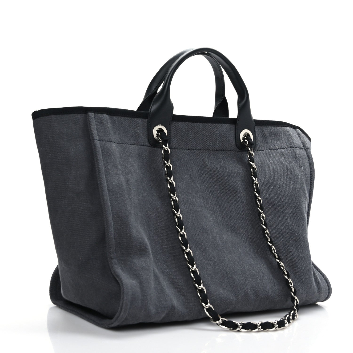 Chanel Canvas Sequin Medium Deauville Tote Charcoal 3 of 9