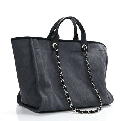 Chanel Canvas Sequin Medium Deauville Tote Charcoal 3 of 9