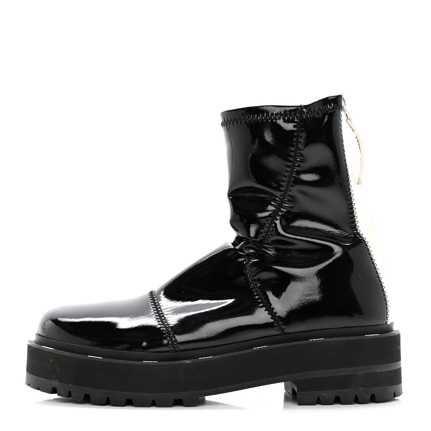 Fendi Patent Neoprene Combat Boots 38.5 Black 1 of 8