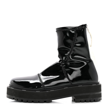 Fendi Patent Neoprene Combat Boots 38.5 Black 1 of 8