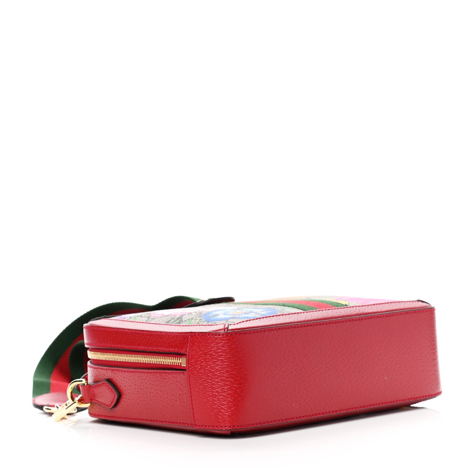 Gucci GG Supreme Monogram Flora Web Small Ophidia Top Handle Shoulder Bag Hibiscus Red 3 of 4