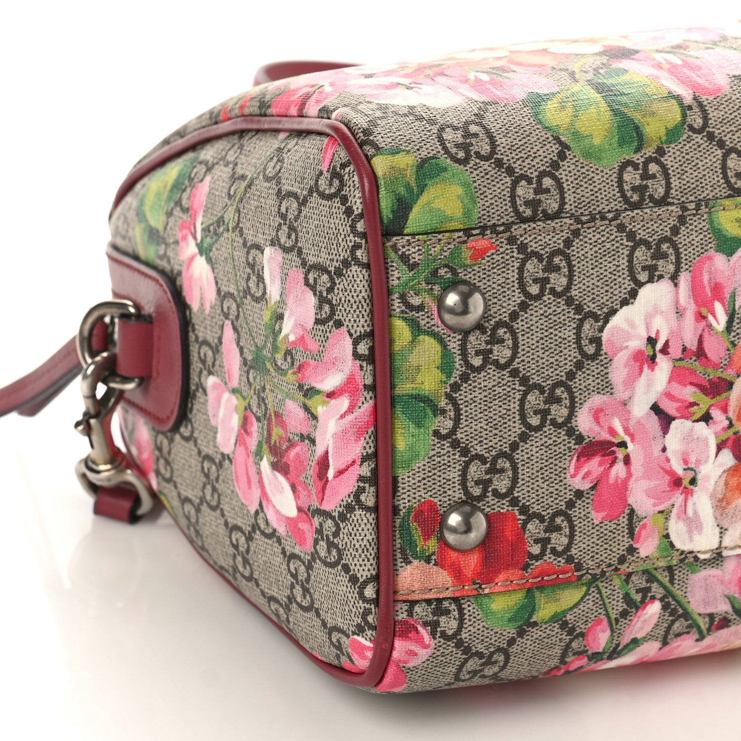 Gucci GG Supreme Monogram Blooms Small Boston Beige Multicolor Dry Rose 8 of 9
