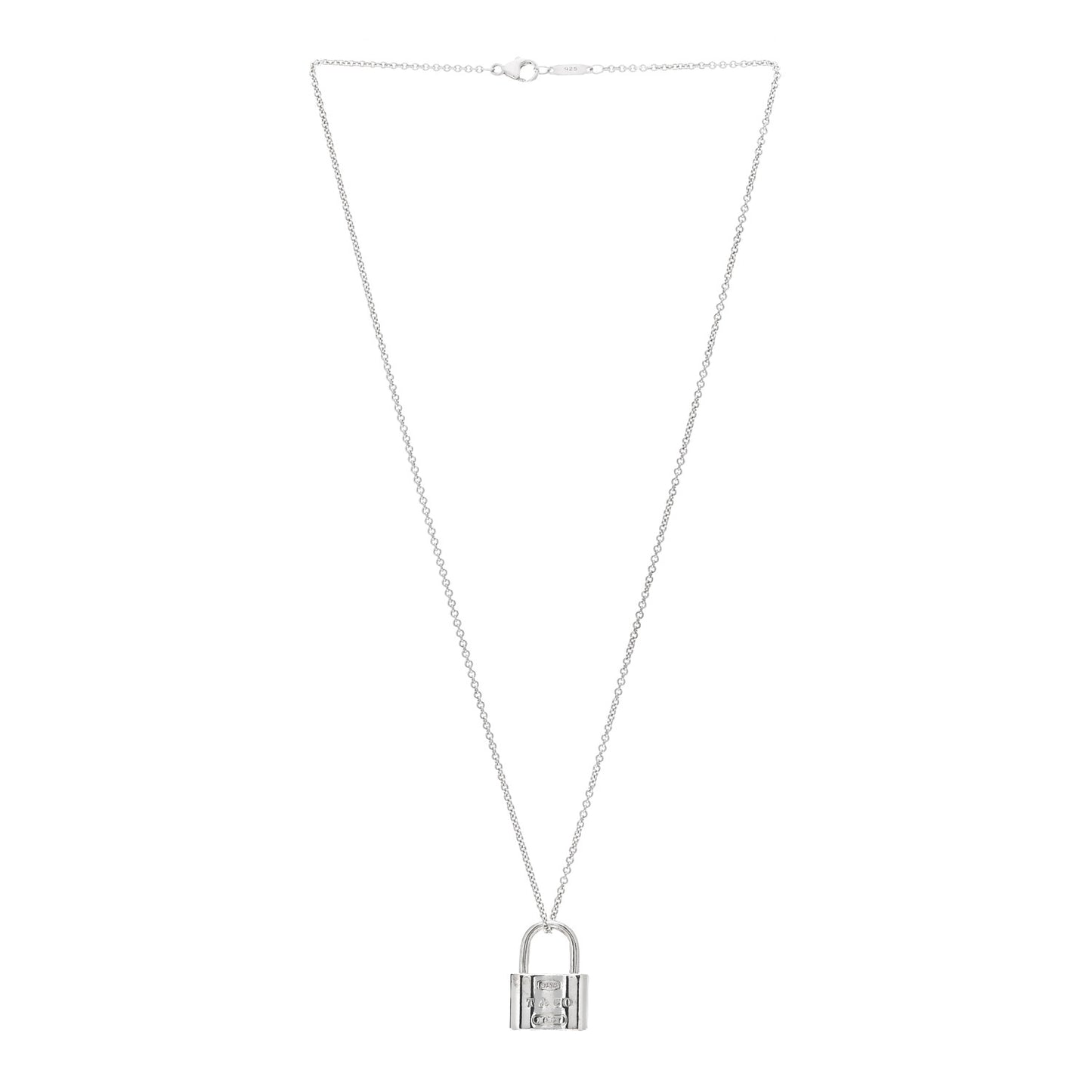 Sterling Silver 1837 Lock Charm Pendant Necklace