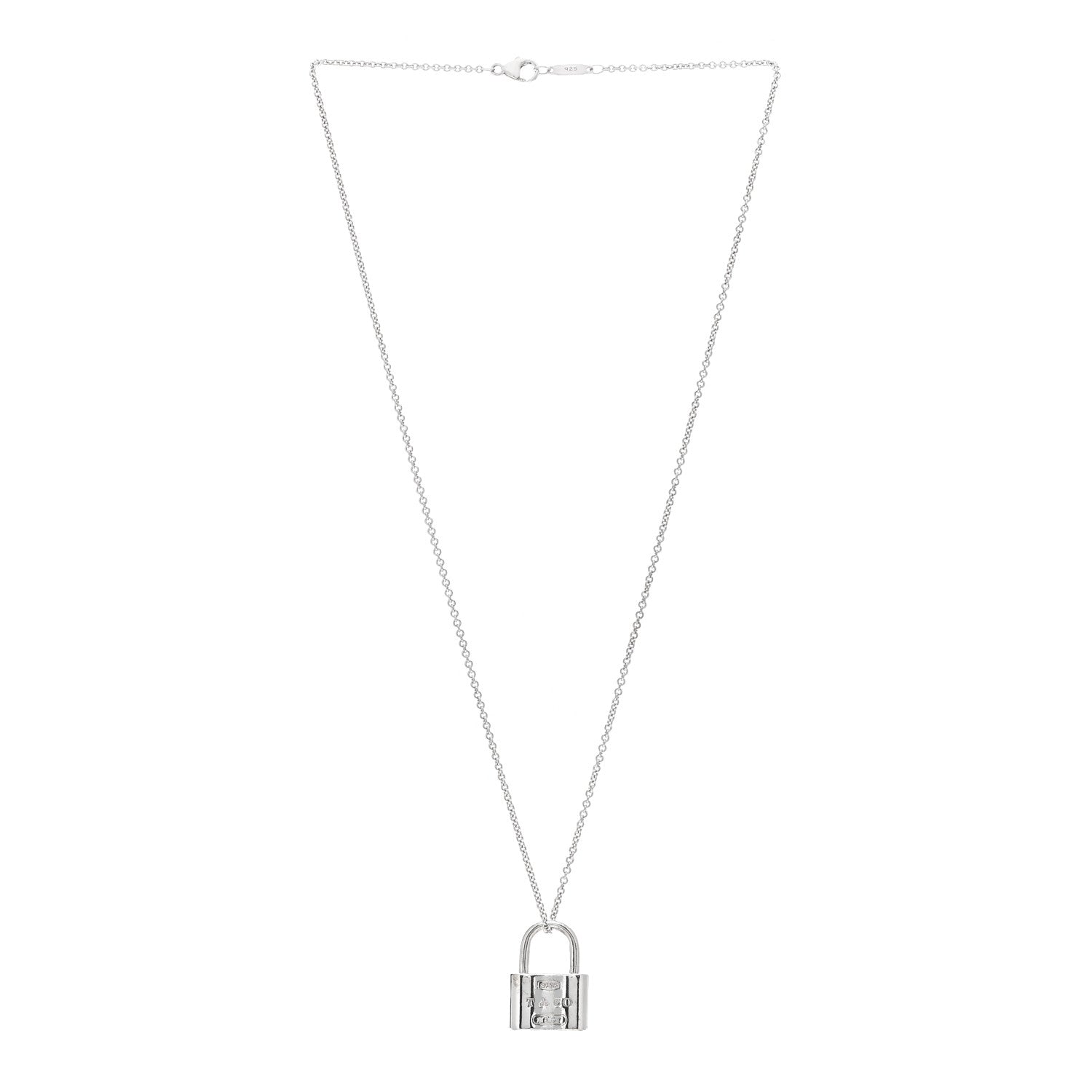 Tiffany Sterling Silver 1837 Lock Charm Pendant Necklace 3 of 5