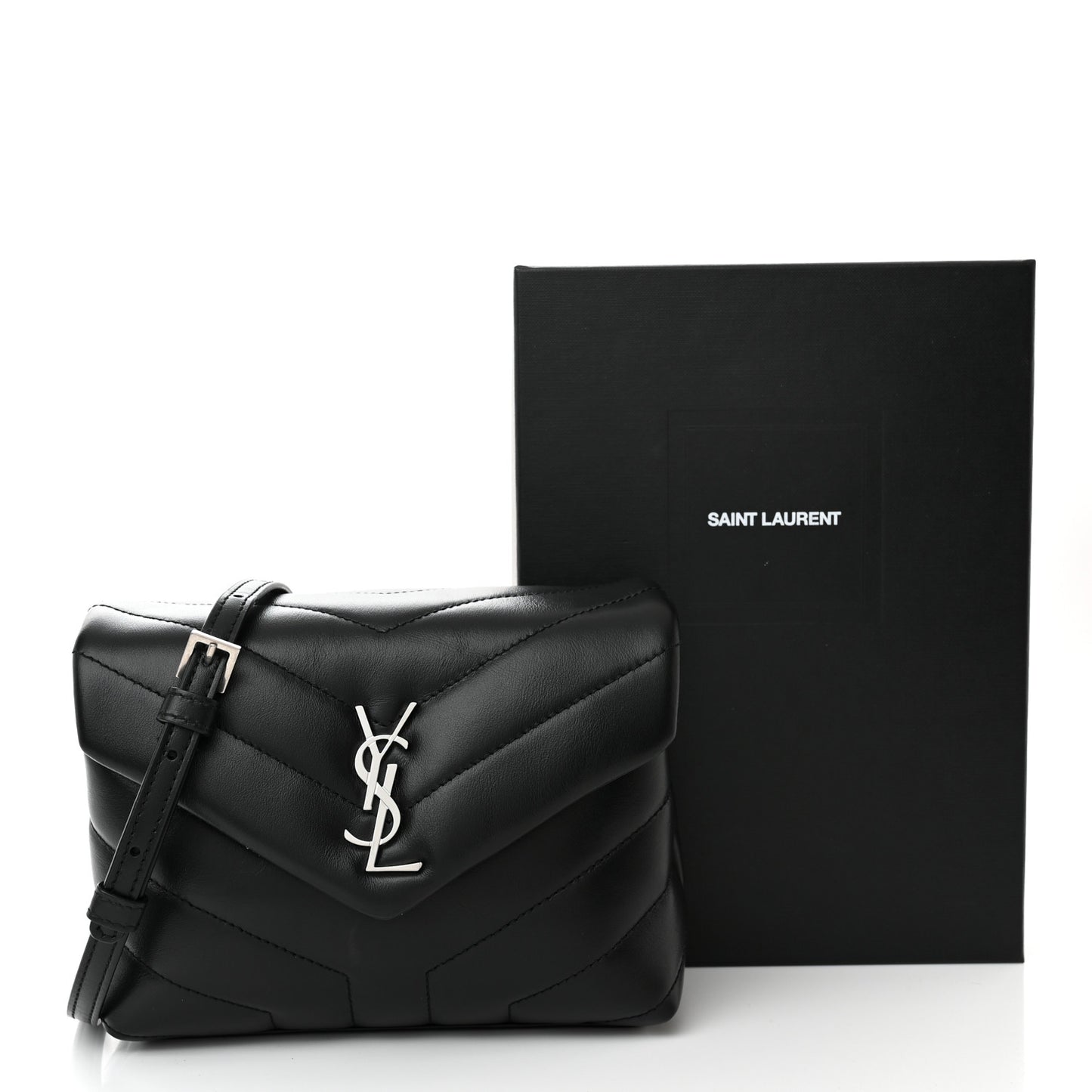 Calfskin Y Quilted Monogram Toy Loulou Crossbody Bag Black