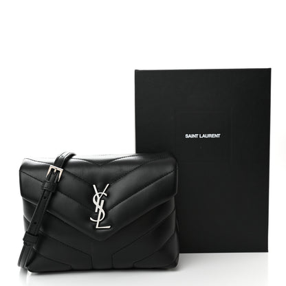 Saint Laurent Calfskin Y Quilted Monogram Toy Loulou Crossbody Bag Black 10 of 10