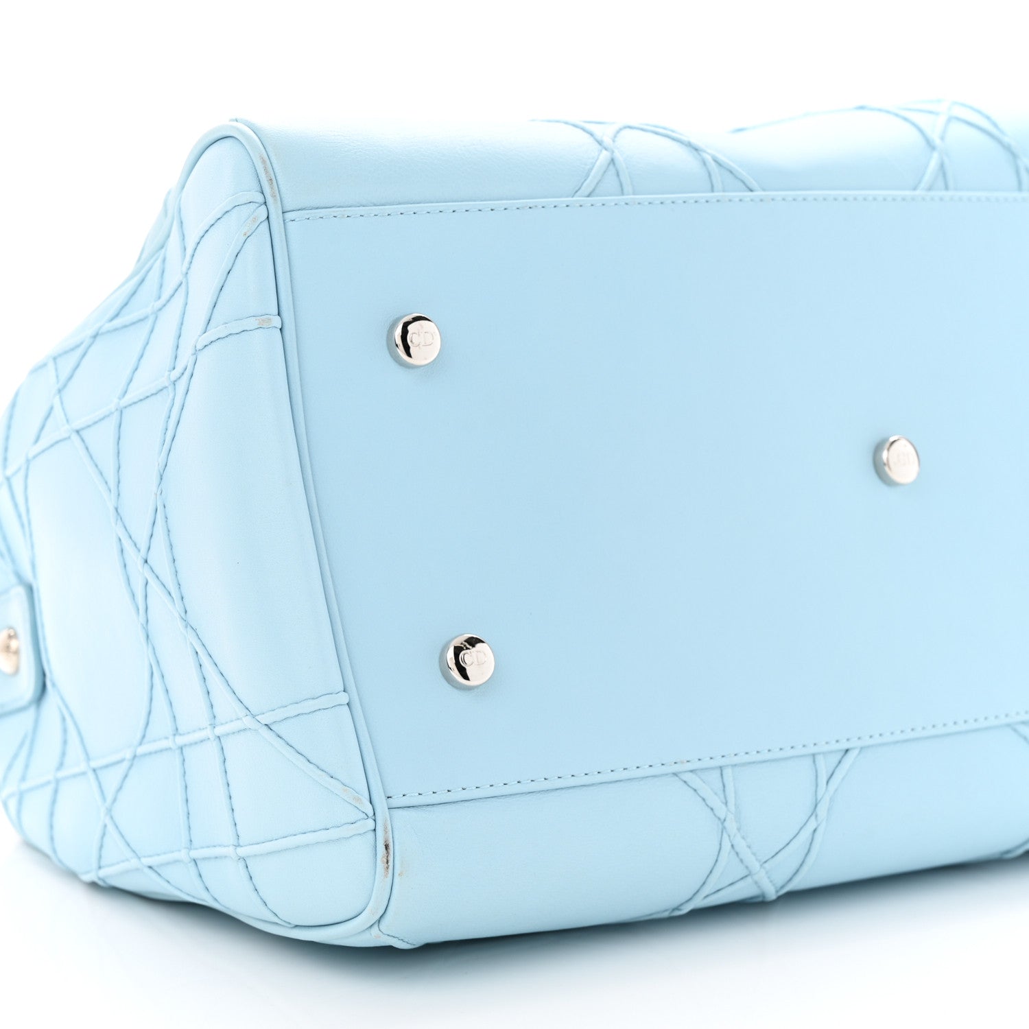 Christian Dior Lambskin Cannage Granville Polochon Light Blue 8 of 11