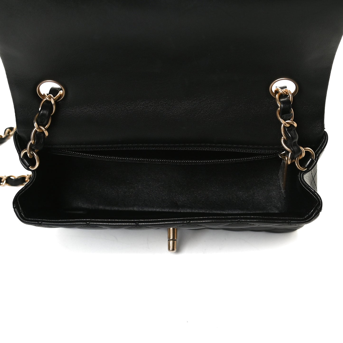 Lambskin Quilted Mini Rectangular Flap Black