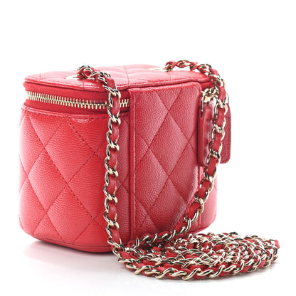 Chanel Caviar Quilted Mini Vanity Case With Chain Red 3 of 7