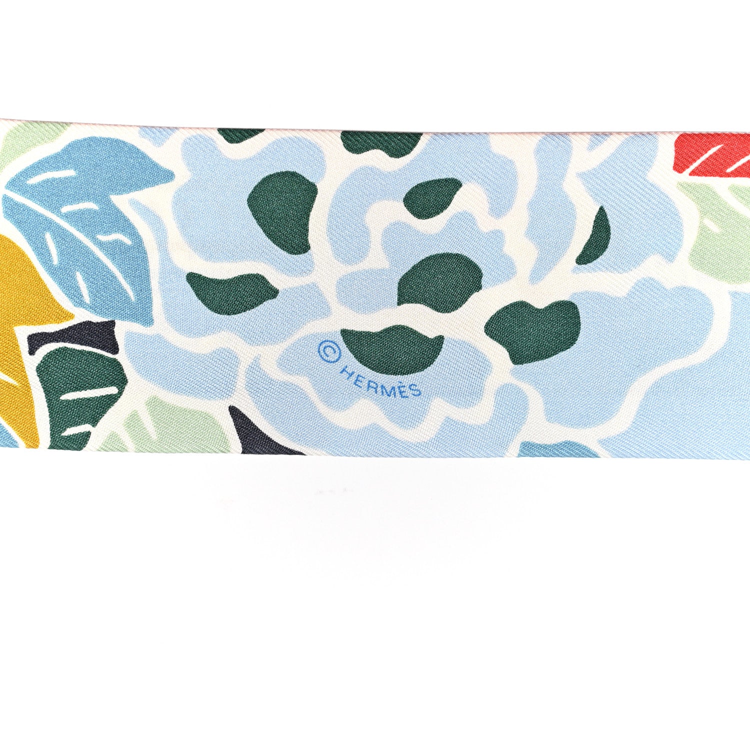 Hermes Silk Bingata Twilly Bleu Ciel Vert Rose 3 of 4