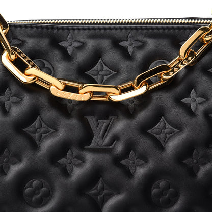 Louis Vuitton Lambskin Embossed Monogram Coussin PM Black 9 of 10