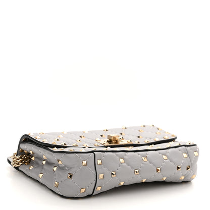 Valentino Garavani Lambskin Small Rockstud Spike Shoulder Bag Pastel Grey 4 of 10