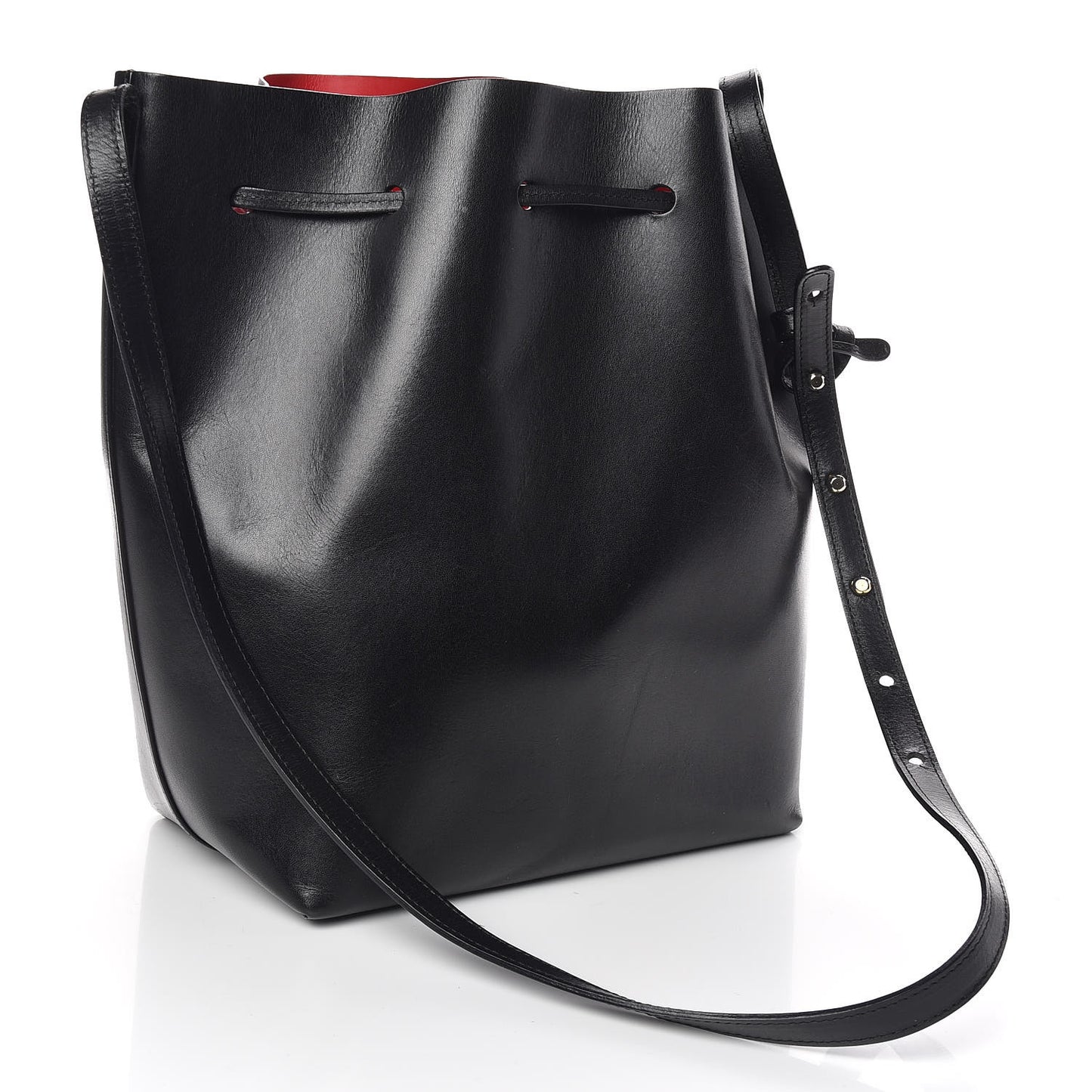 Vegetable Tanned Calfskin Bucket Bag Black Flamma