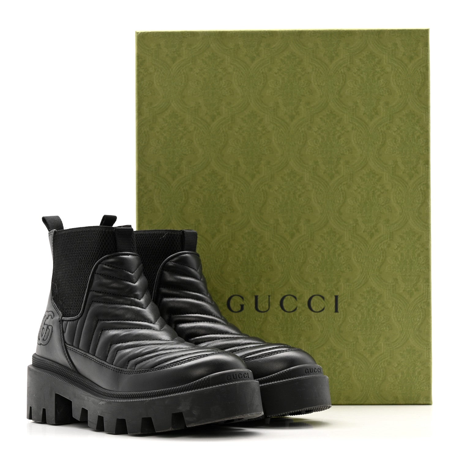 Gucci Calfskin Nappa Matelasse Frances Chelsea Boots 35.5 Black 27 of 28